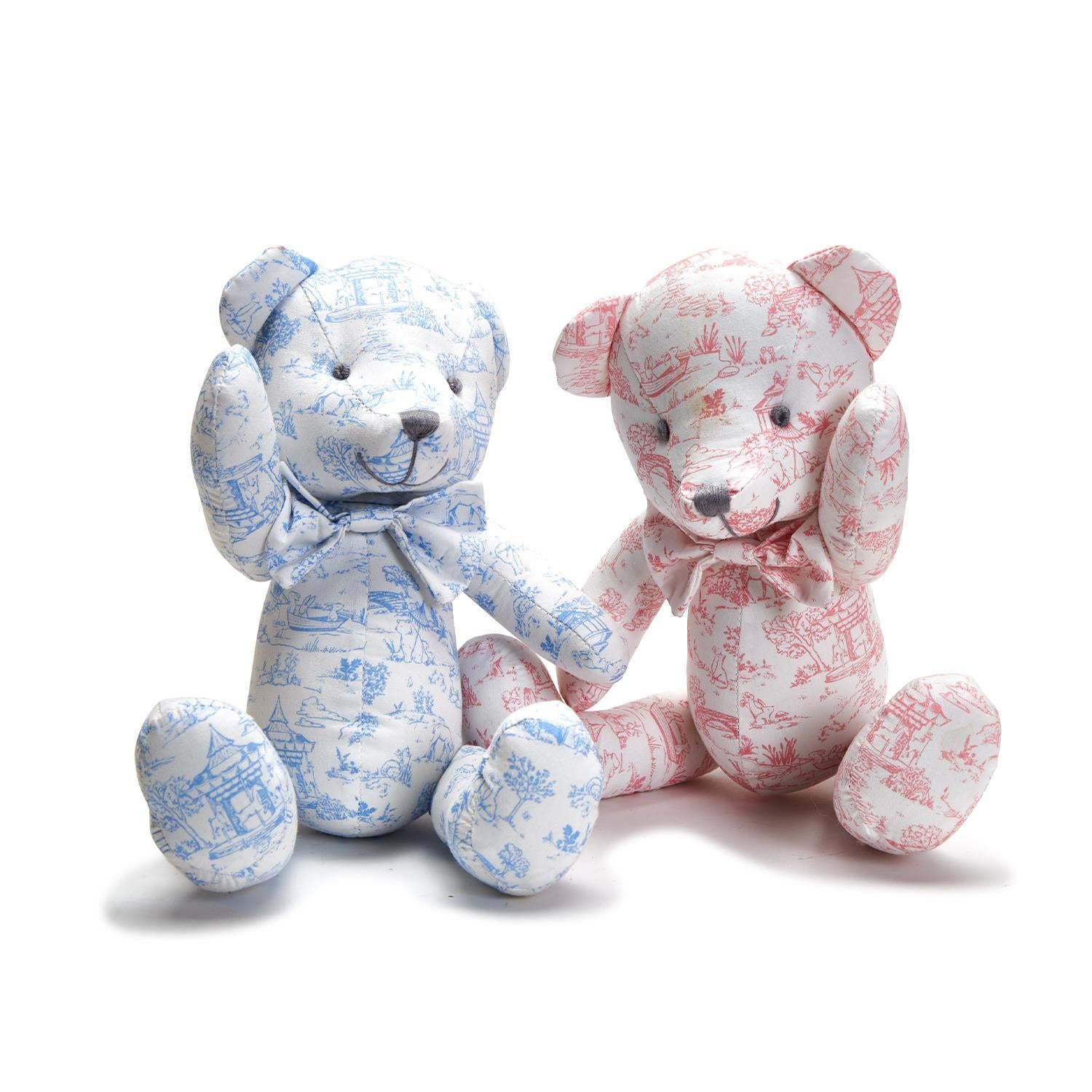 Animal Toile Pattern Stuffed Teddy Bear with Movable Arms and Legs