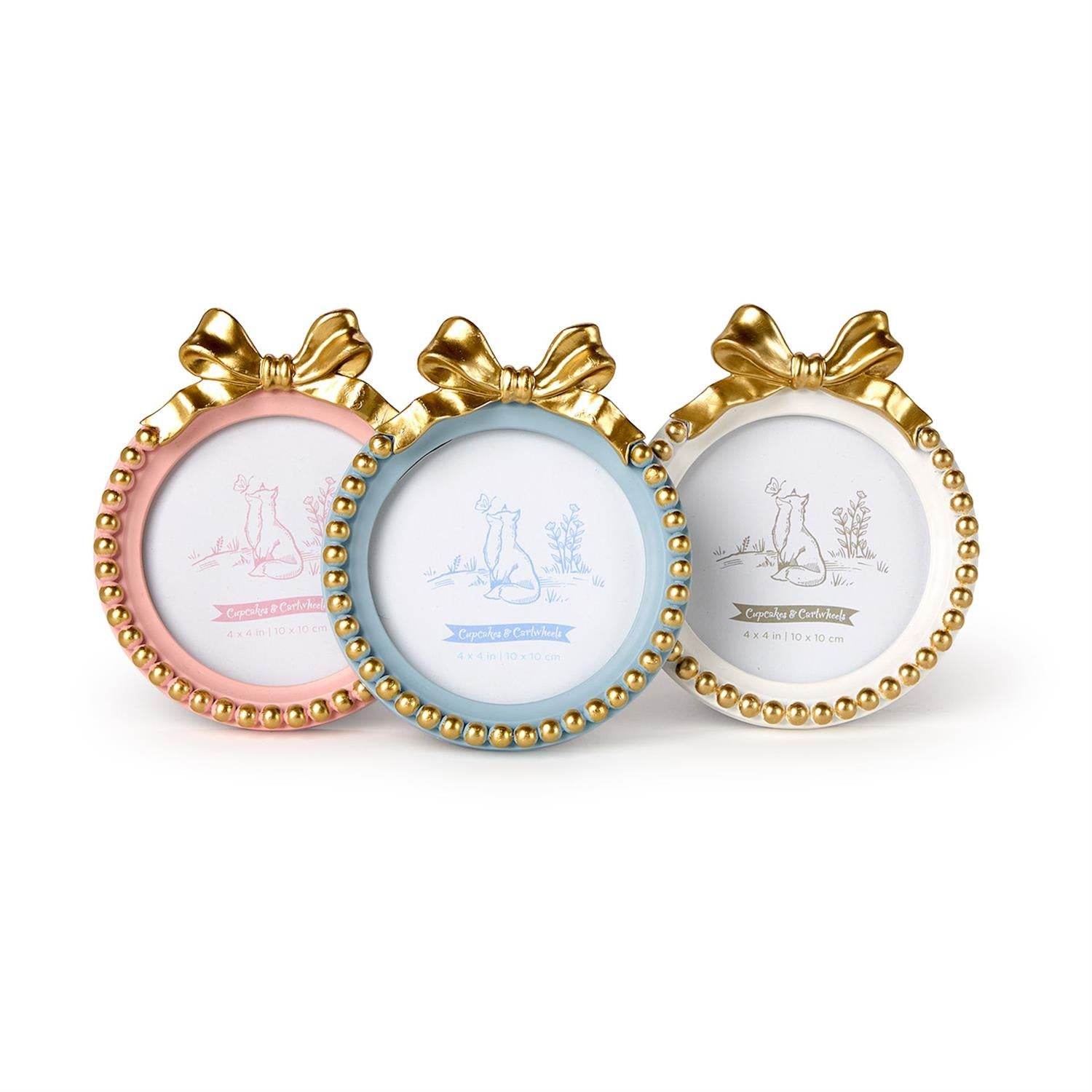 Golden Bow Round Photo Frame