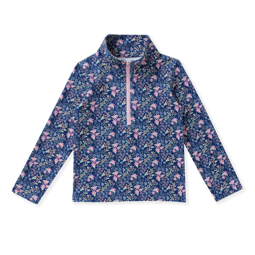 Navy Ditsy Floral Pull Over Top
