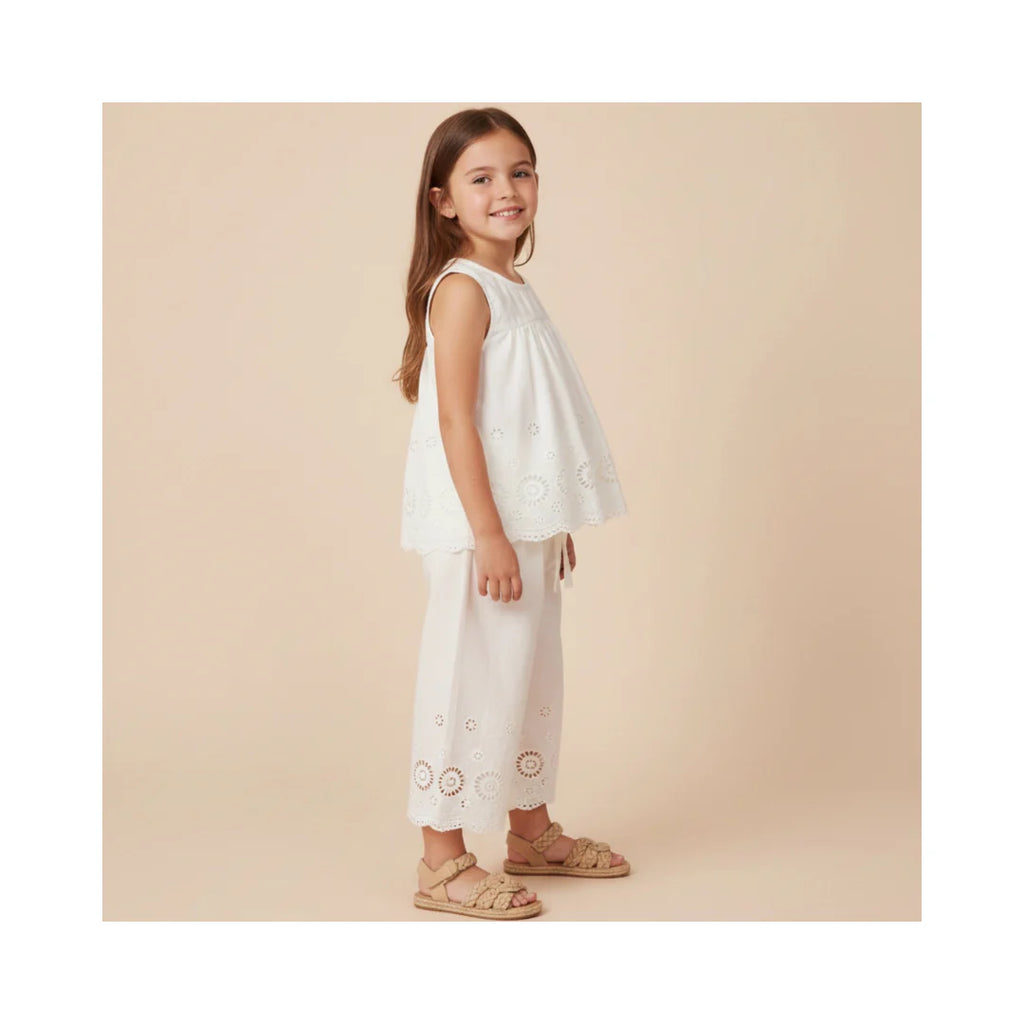 Organic Eyelet Top And Pant Set - Ivory Eyelet