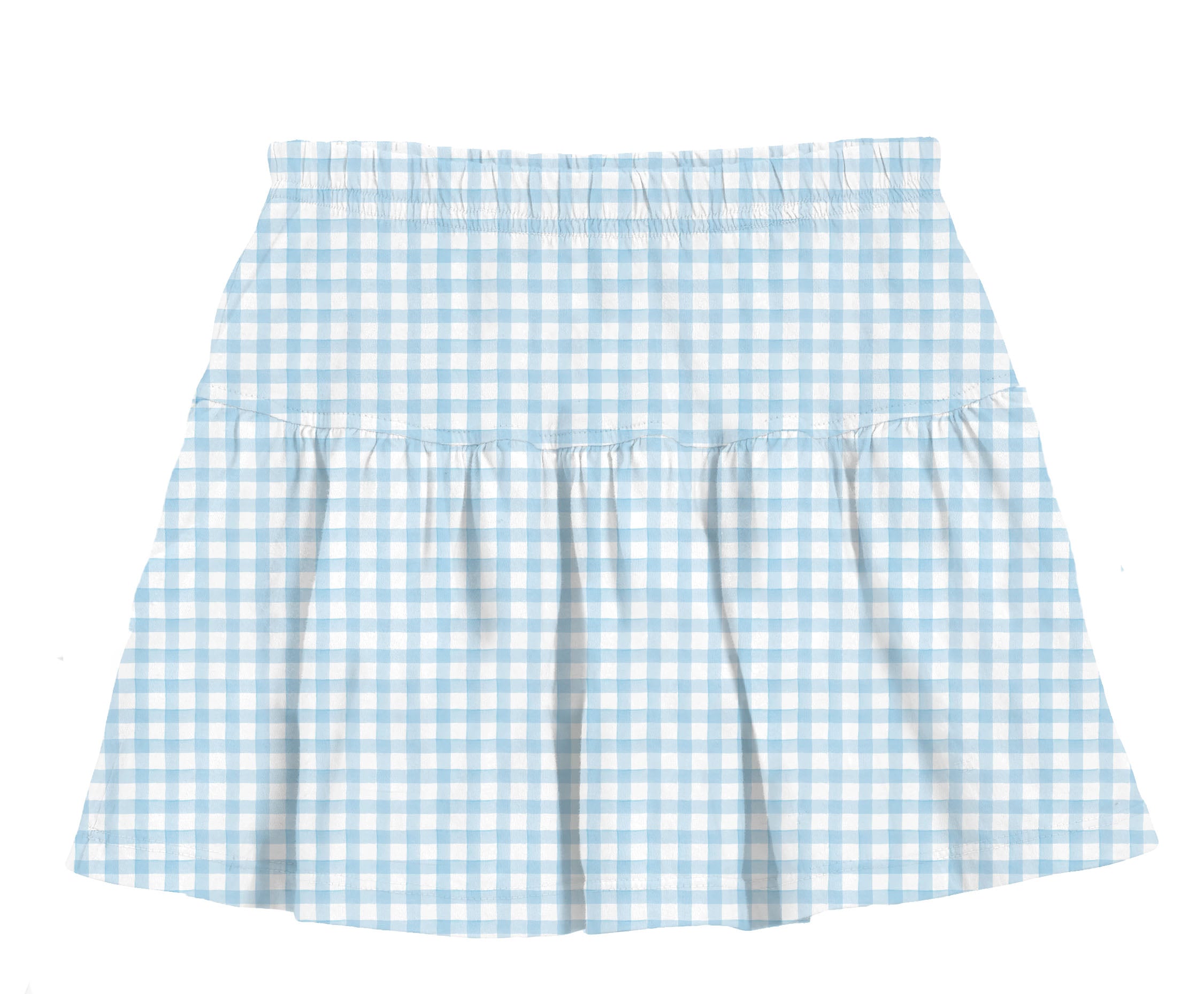 Blue Gingham Gathered Skort