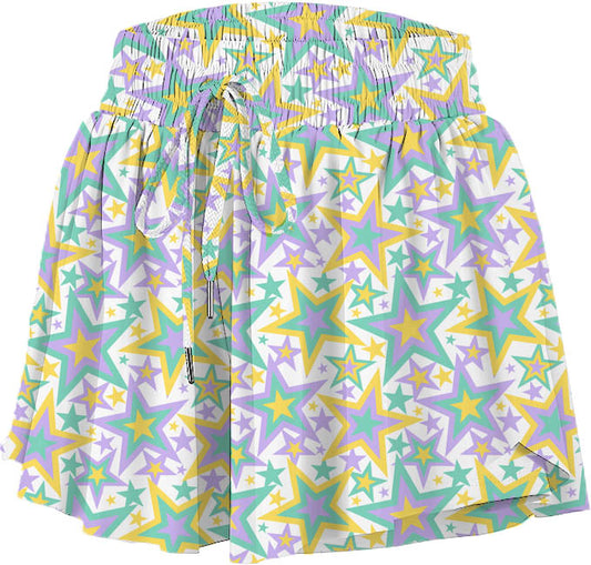 Mardi Gras Stars Pastel Shorts