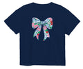 London Floral Bow Navy Boxy Tee