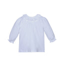 Blouse - Long Knit Collar - White
