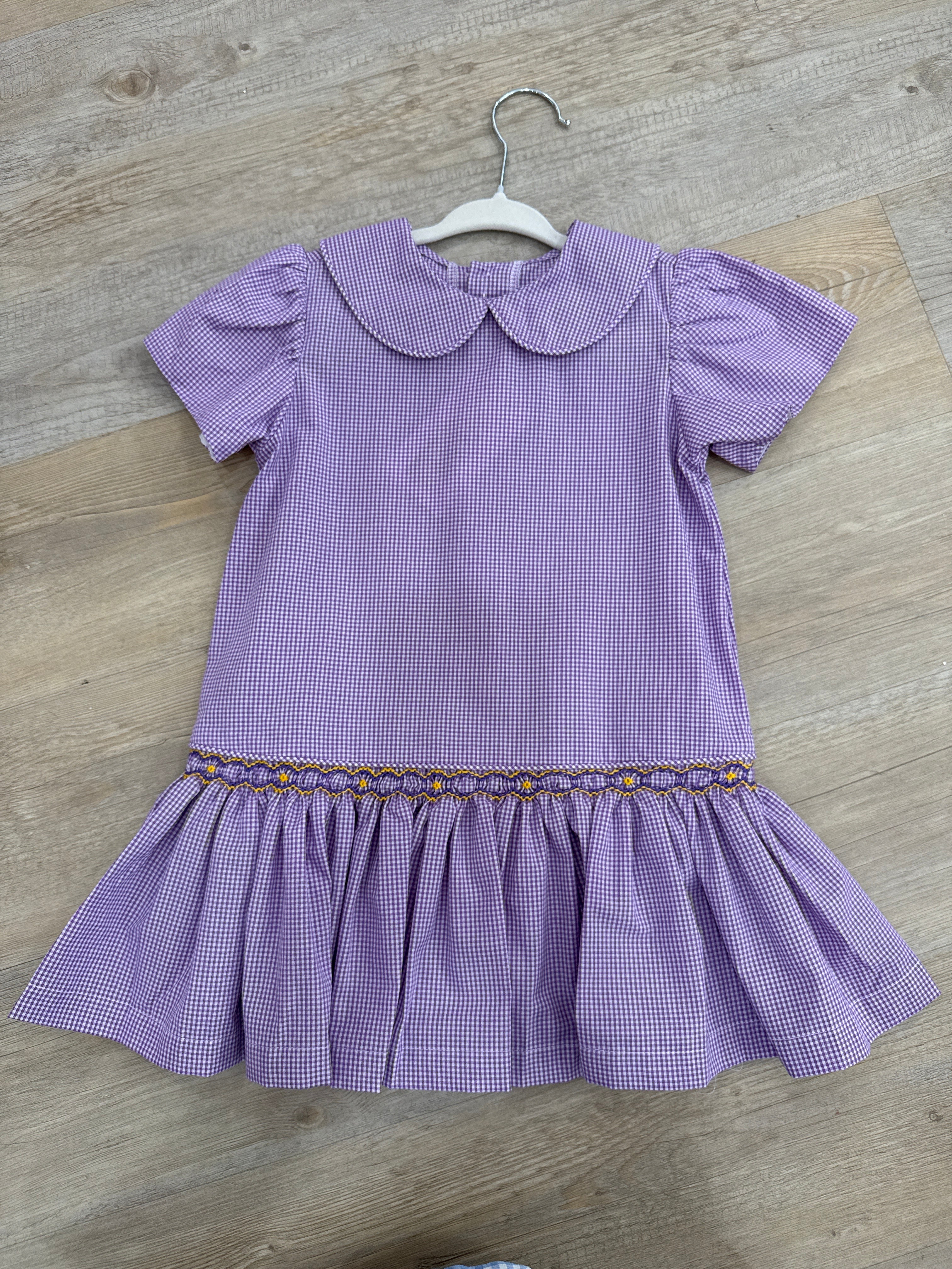 Tiger purple/gold smocked Dress