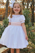 Dress with Ruffle Collar and Sleeve white/pink