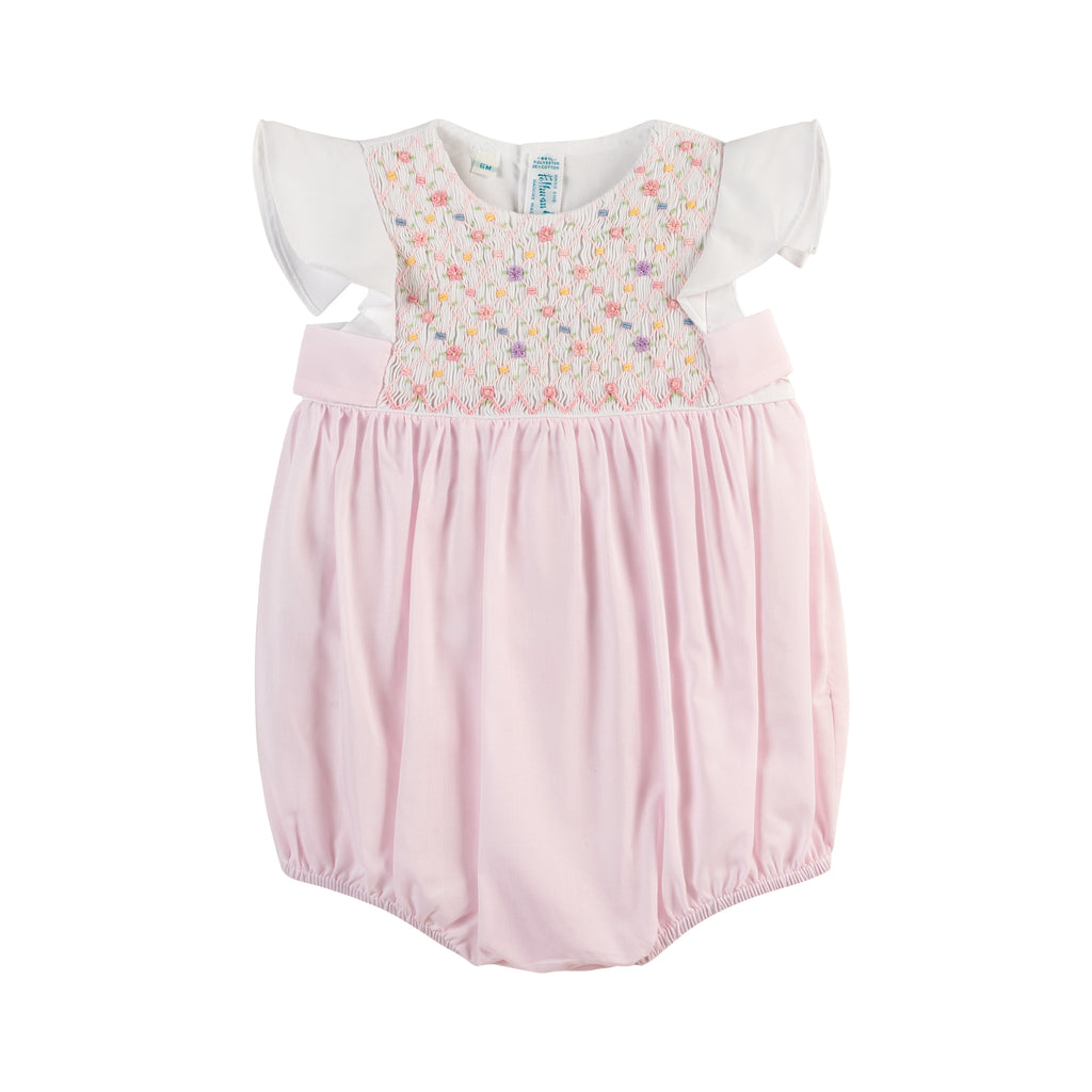 Girls Floral Hand Smocked Romper