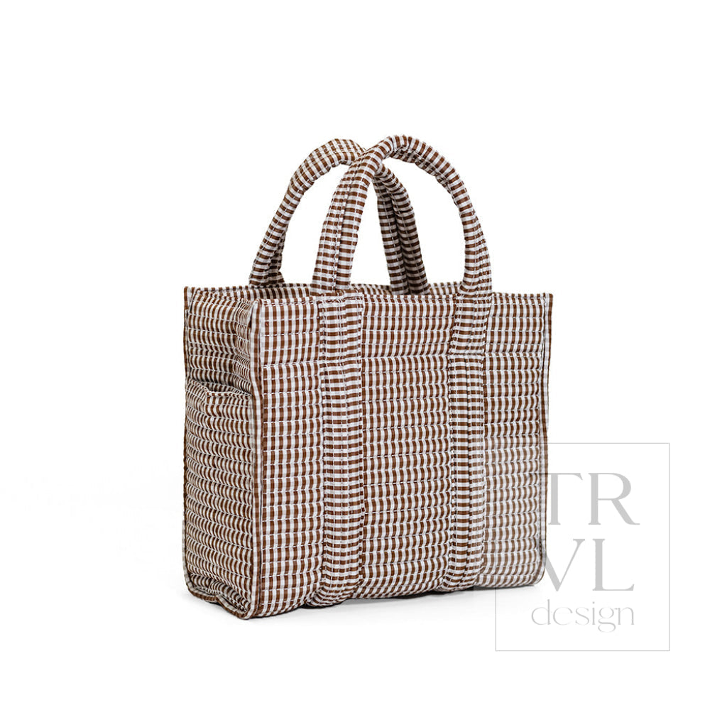 QUILTED MINI GO GO TOTE - GINGHAM COCO