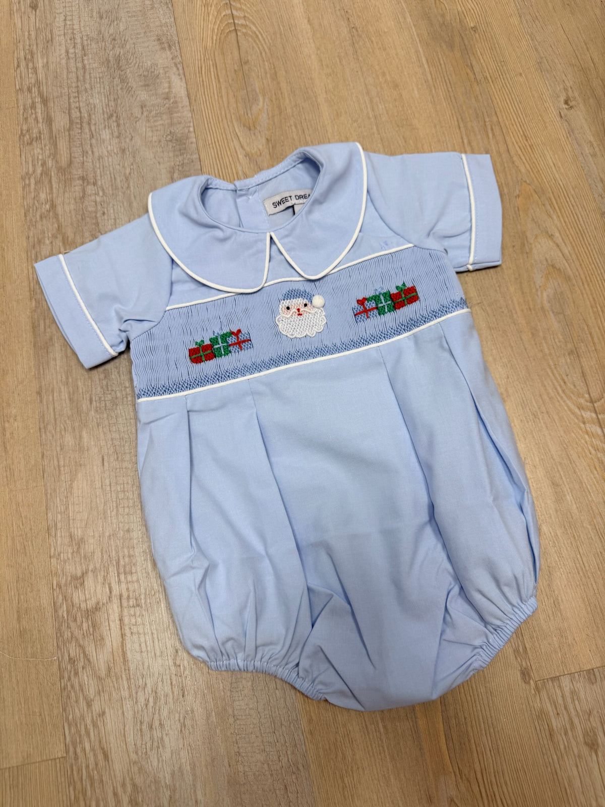 Santa & Presents Blue Smocked Bubble