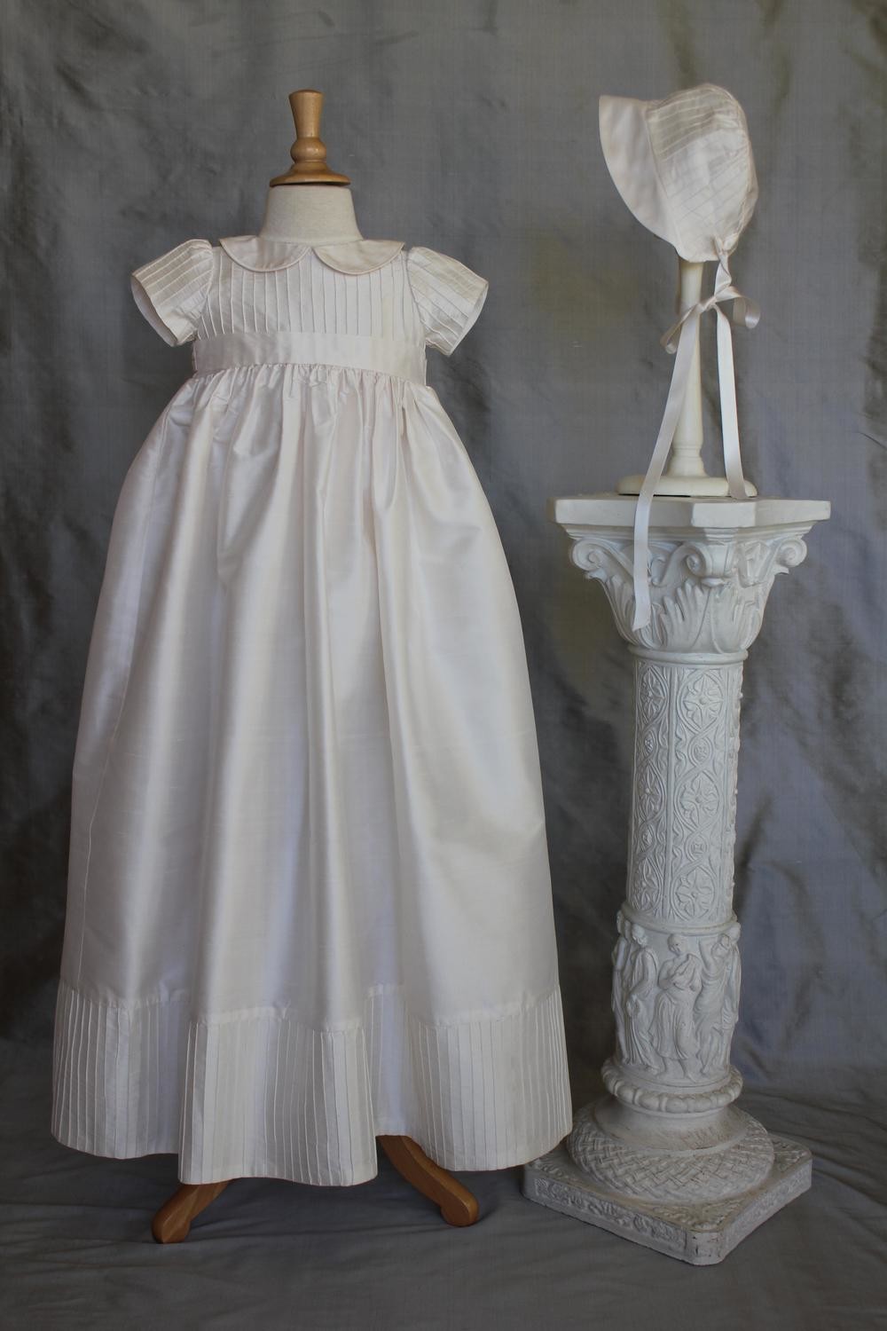 Silk Tucking Christening Gown