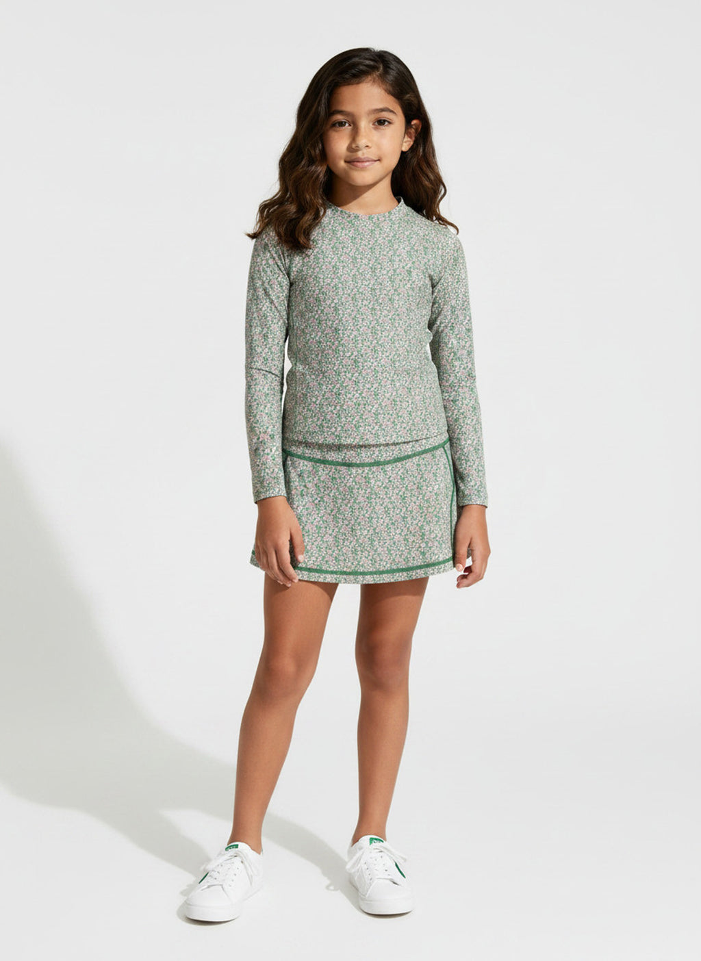 Olive Ditsy Top With Finger Hole