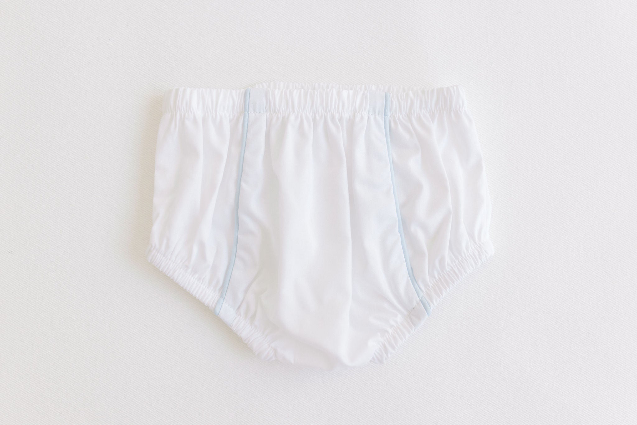 Diaper Cover - White with Blue Trim
