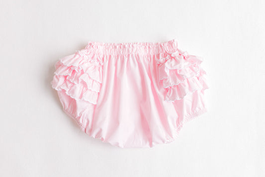 Diaper Cover - Pink with white side ruffles
