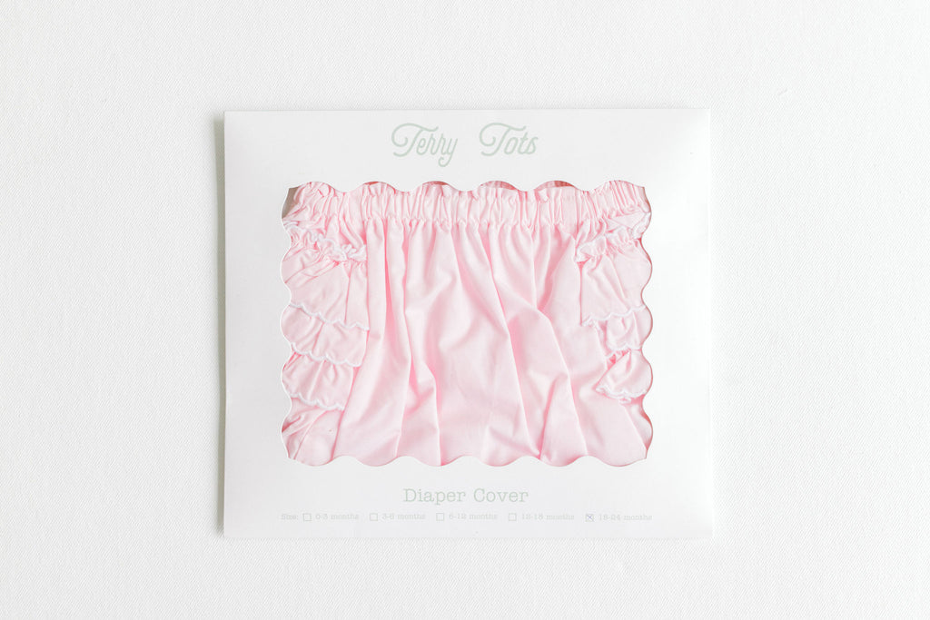 Diaper Cover - Pink with white side ruffles