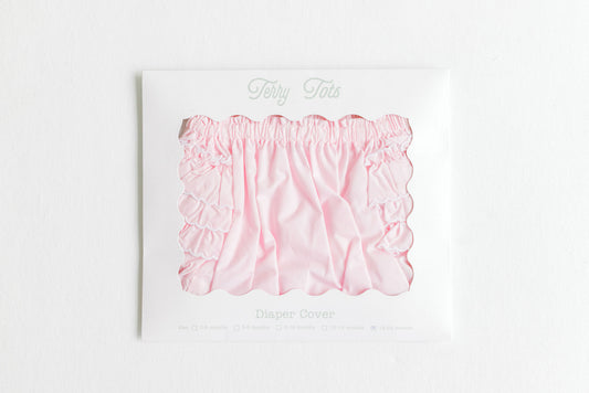 Diaper Cover - Pink with white side ruffles