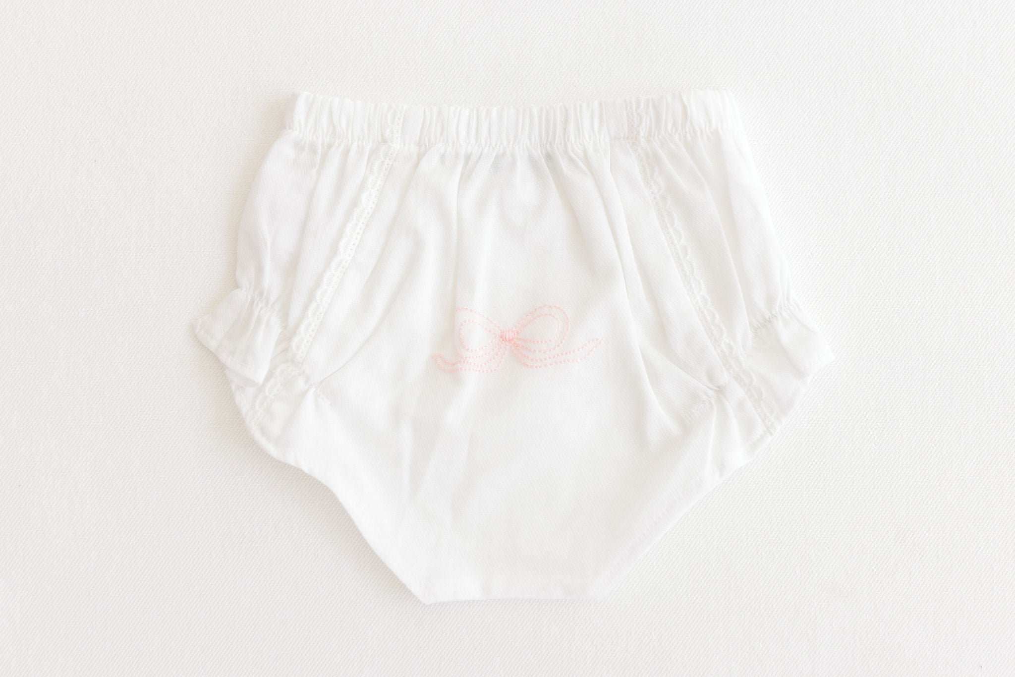 Diaper Cover - White with Pink Embroidered Bow