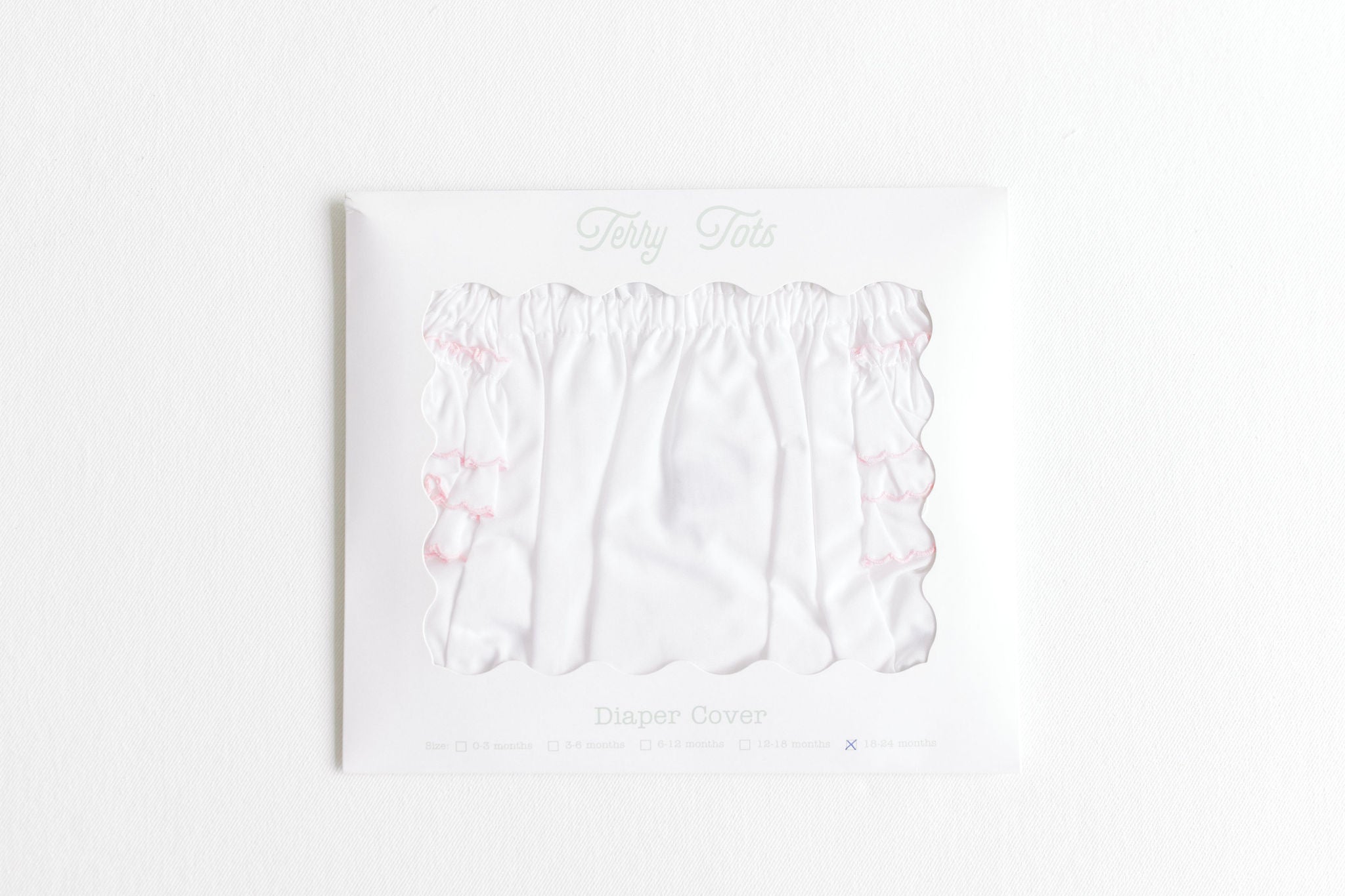 Diaper Cover - White with Pink Side Ruffles