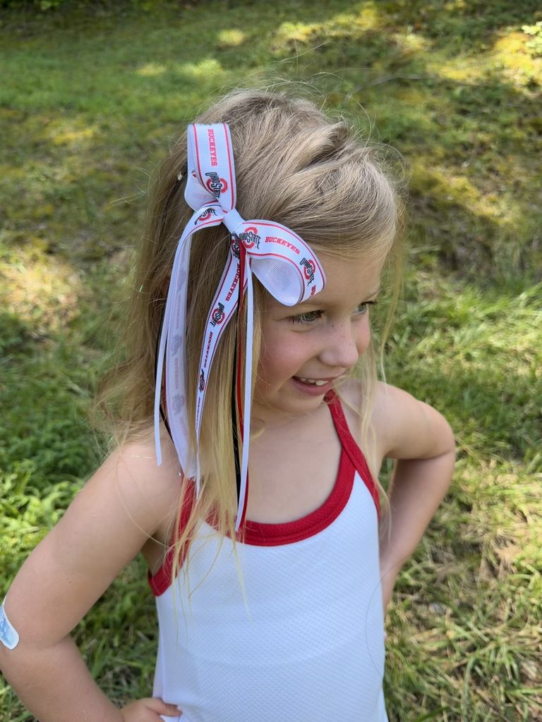 Pair of Louisiana State Logo Ribbon Boot Bows with Streamers