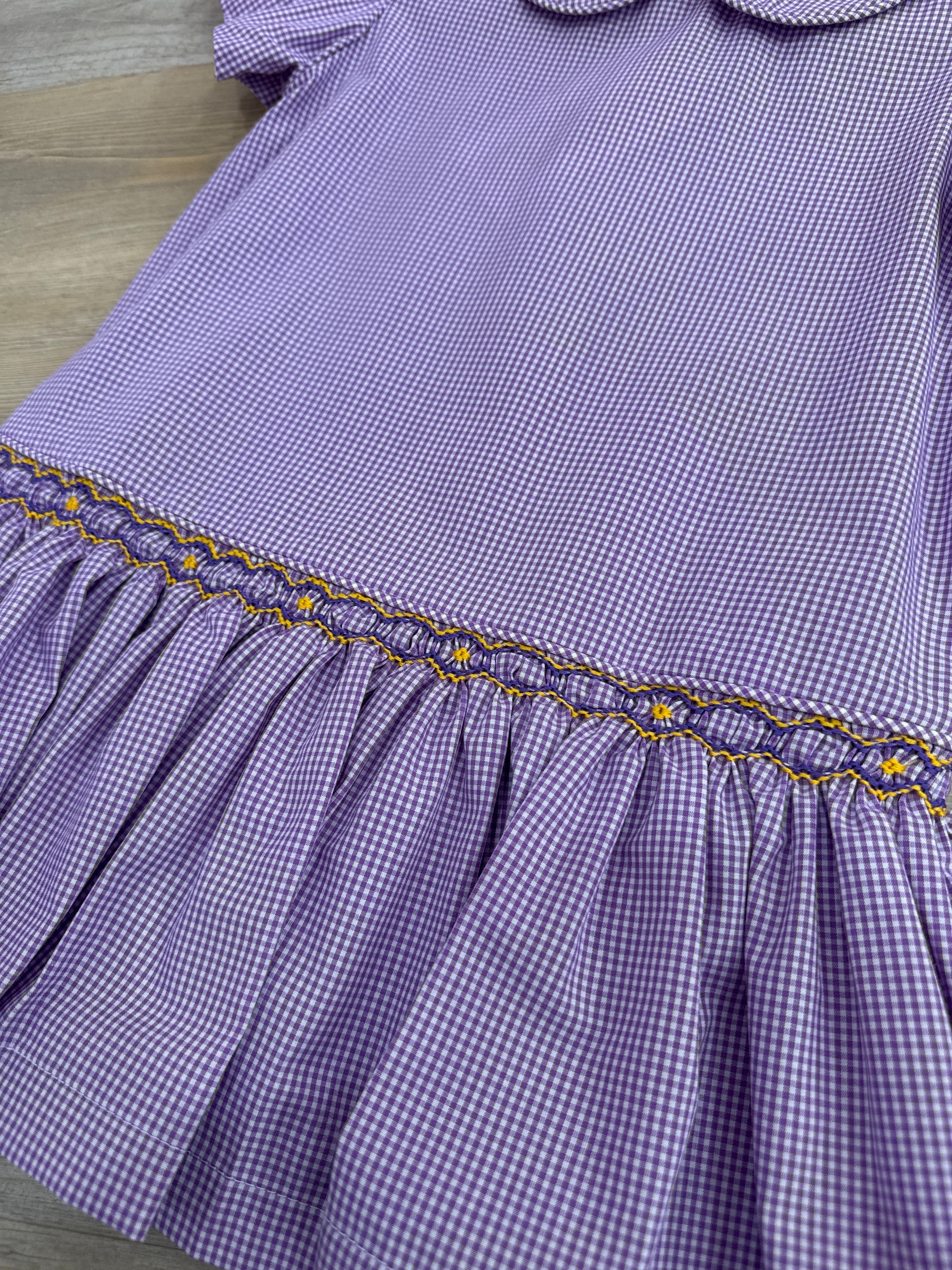 Tiger purple/gold smocked Dress