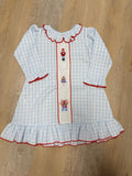 Nutcracker Embroidered Blue Plaid Gown