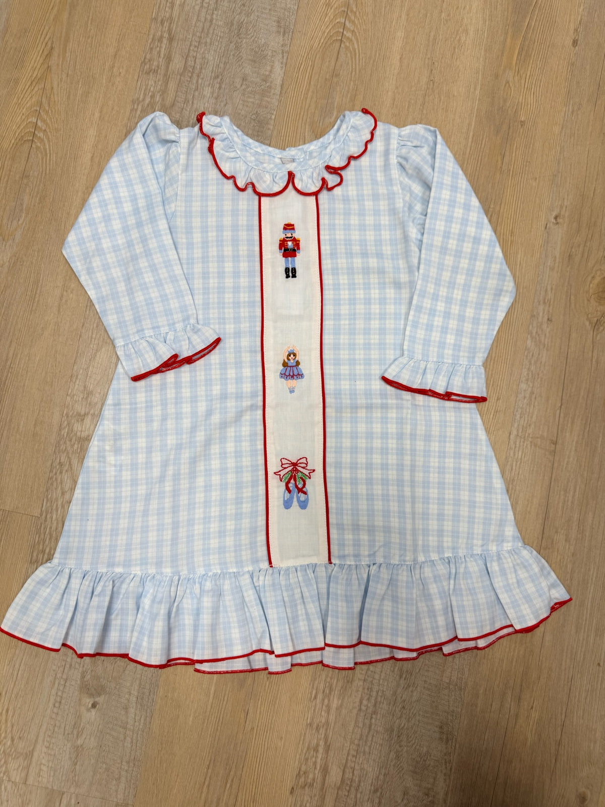 Nutcracker Embroidered Blue Plaid Gown