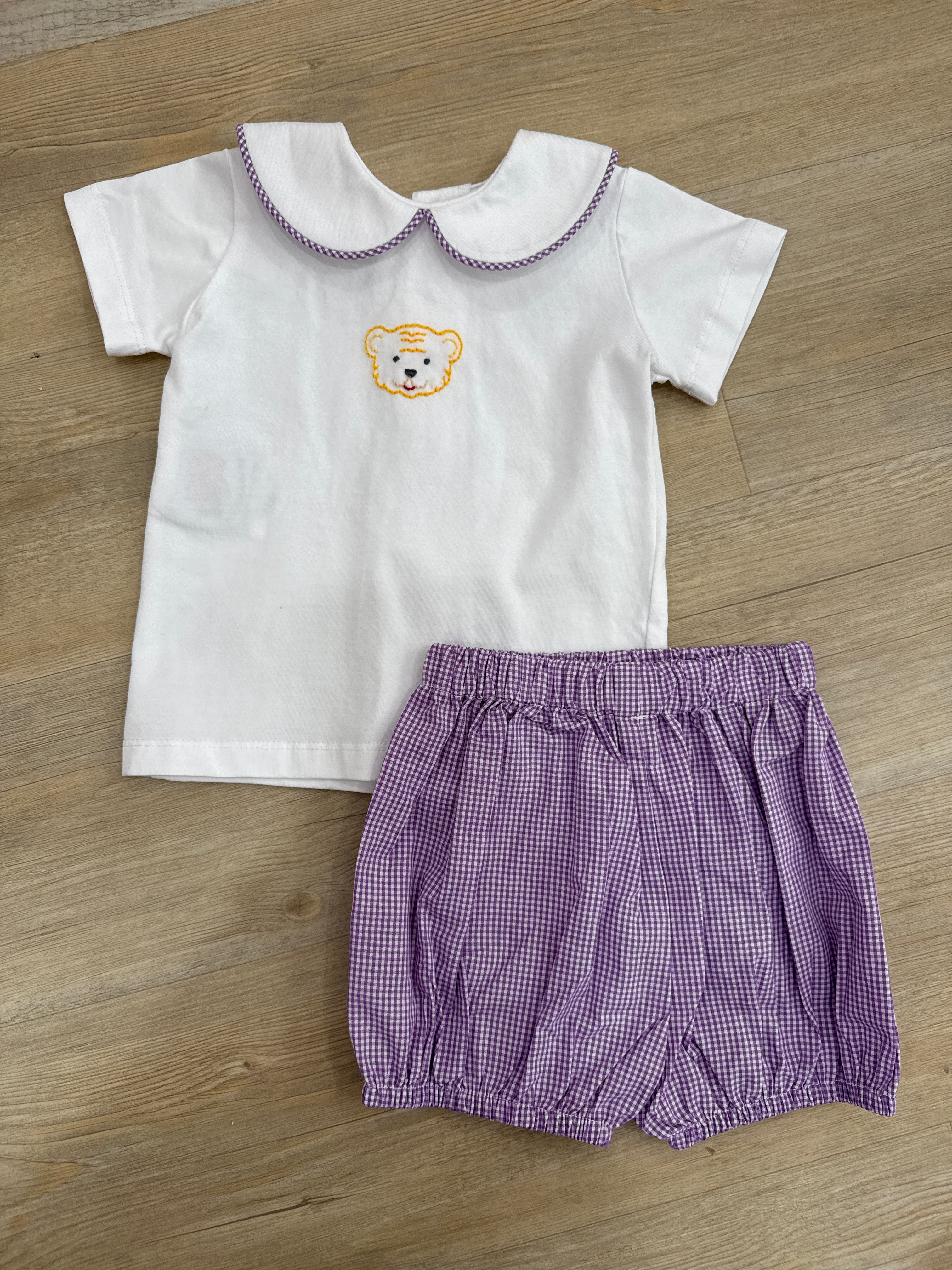 Tiger purple/gold knit short set