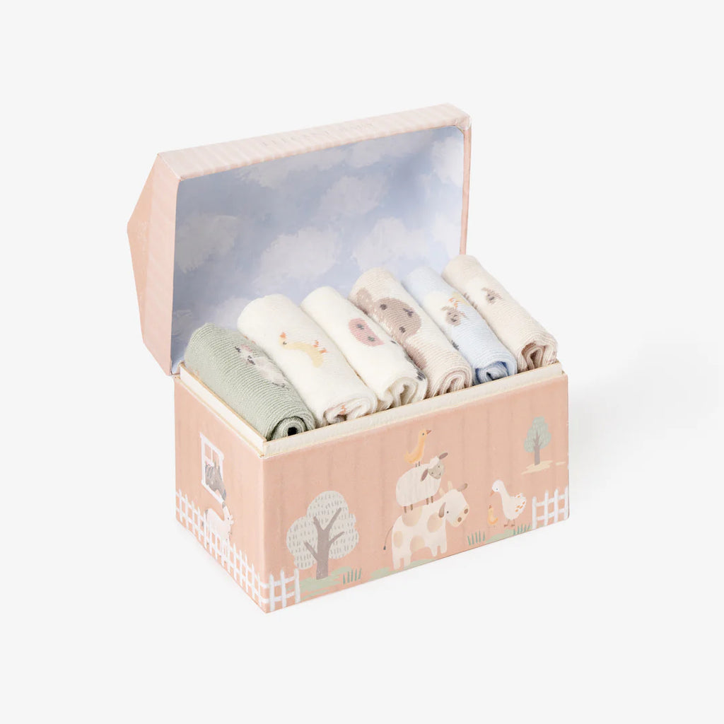 ON THE FARM NON SLIP BABY SOCKS 6PK