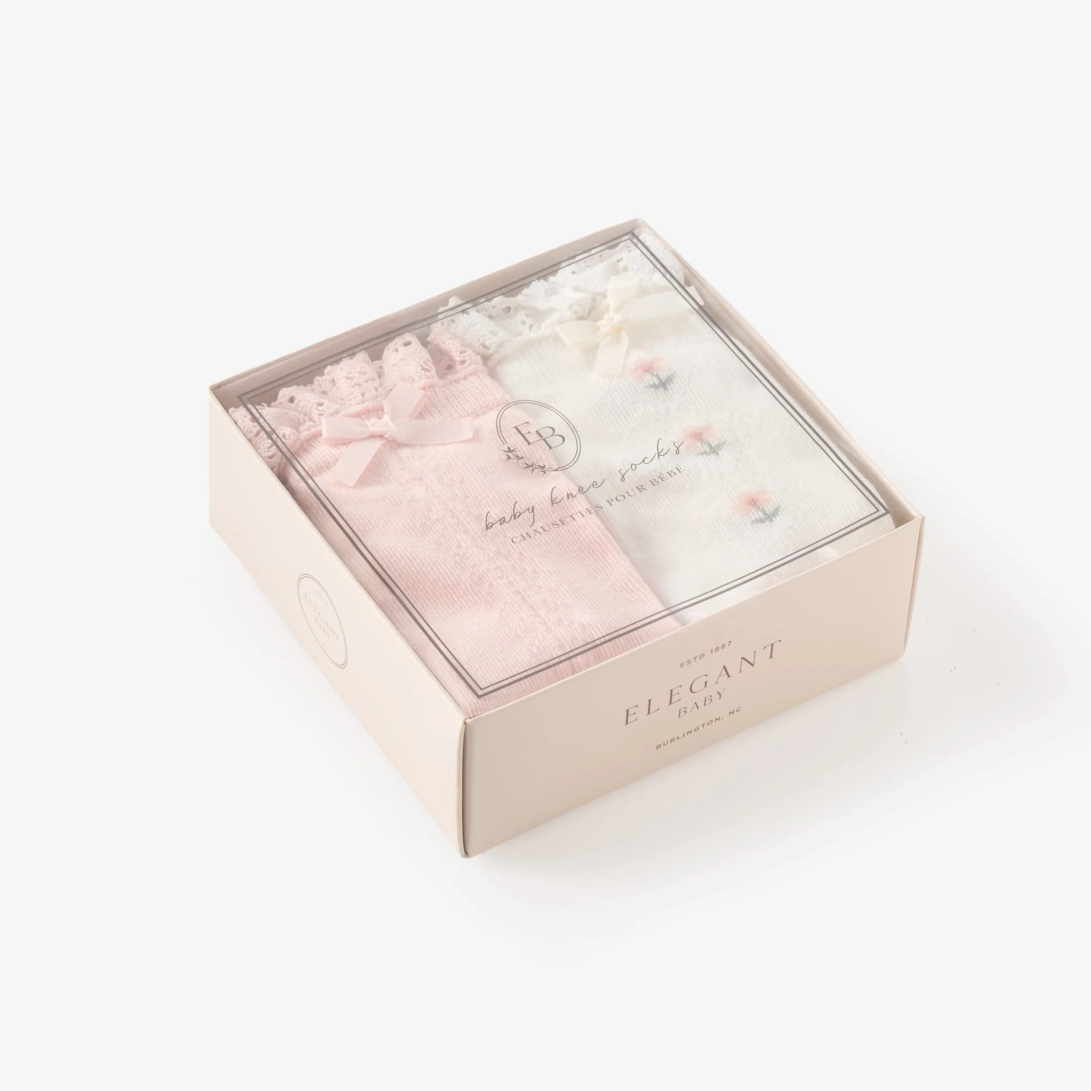 FLORAL KNEE-HIGH NON SLIP BABY SOCKS 2 PACK