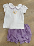 Tiger purple/gold knit bloomer set