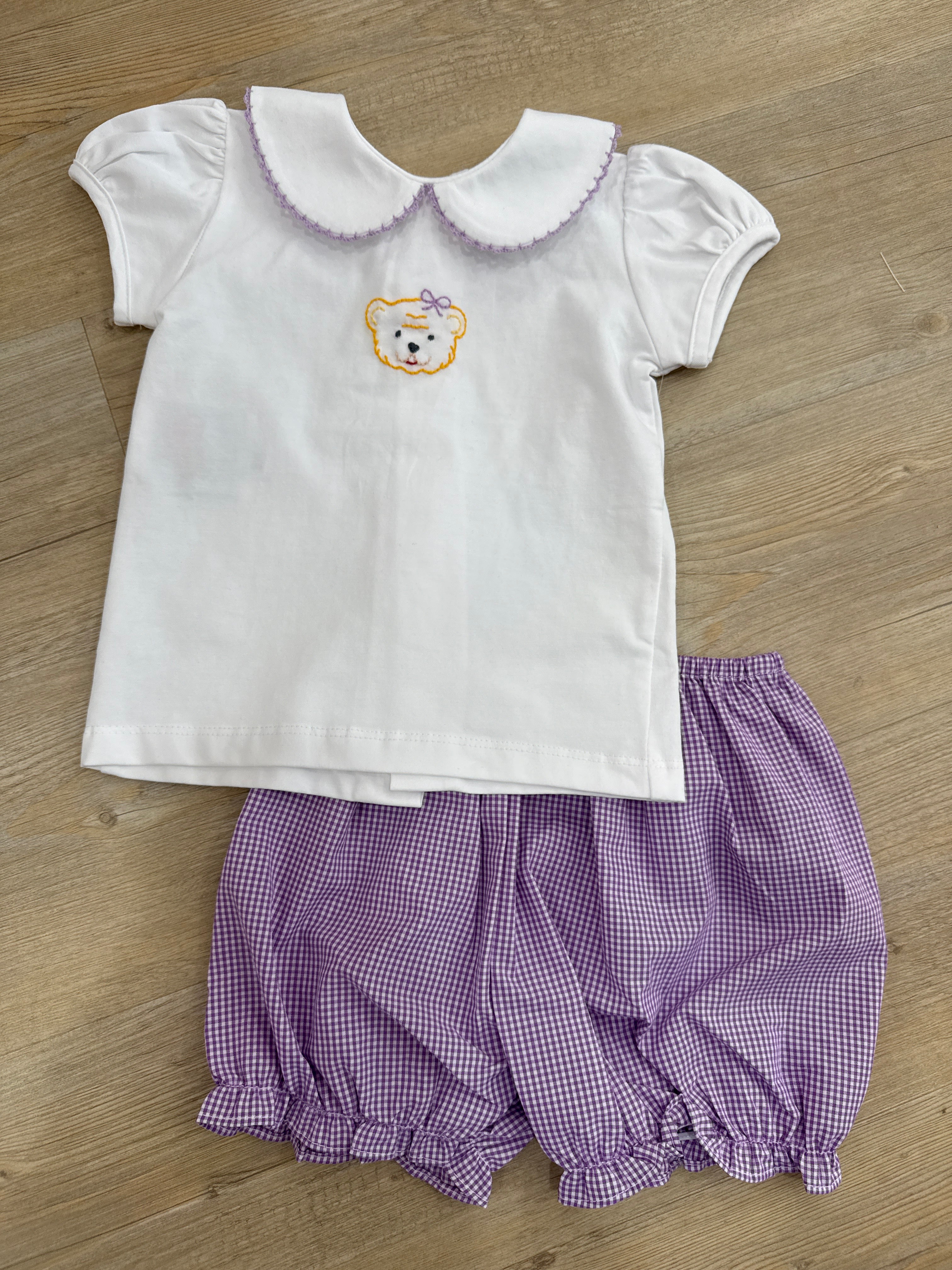 Tiger purple/gold knit bloomer set