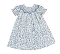 Jessica blue printed smocked dress ￼