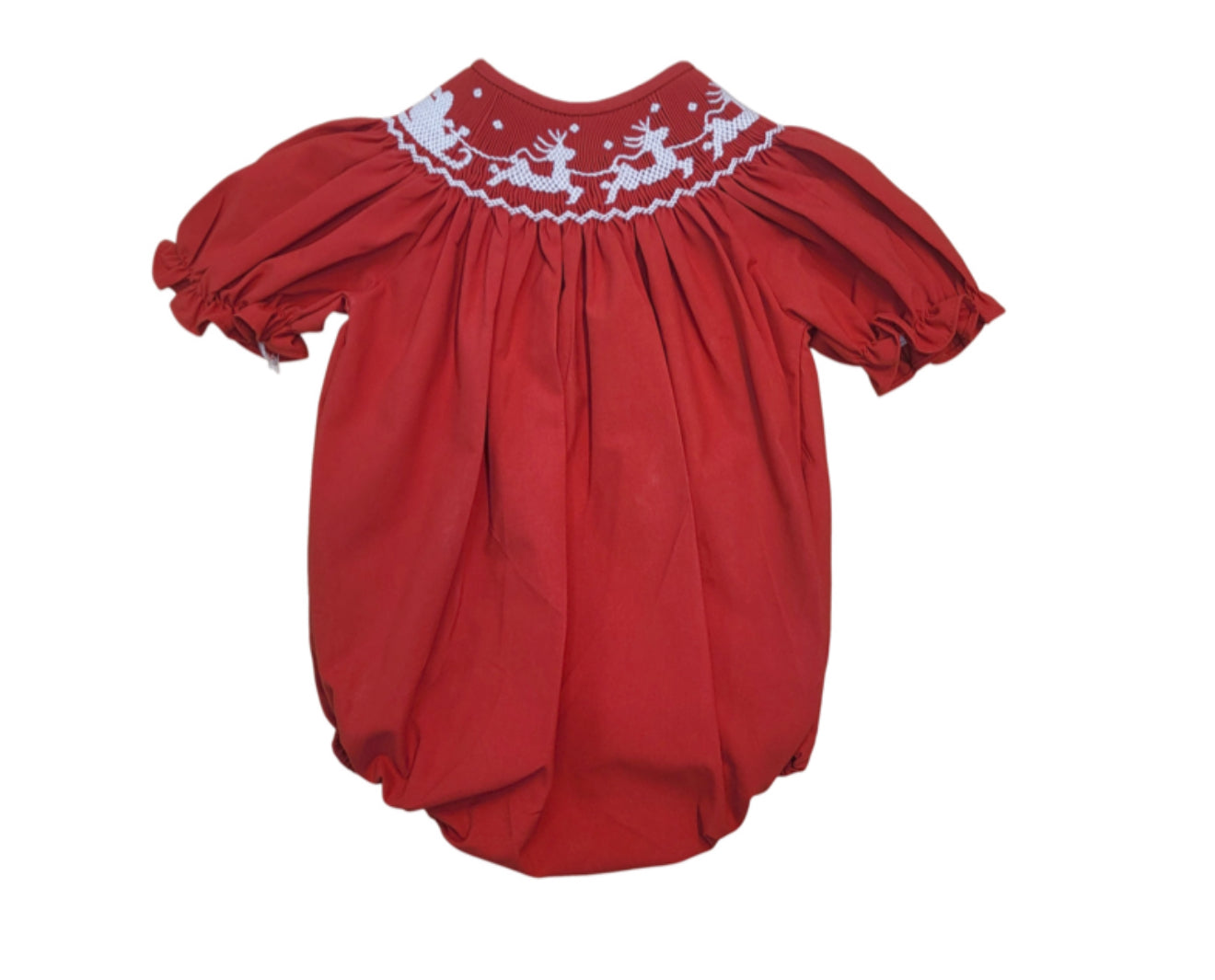 Santa sleigh smocked red bubble