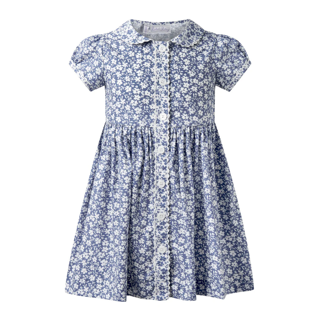 Blue Floral Button-Front Dress