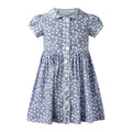 Blue Floral Button-Front Dress