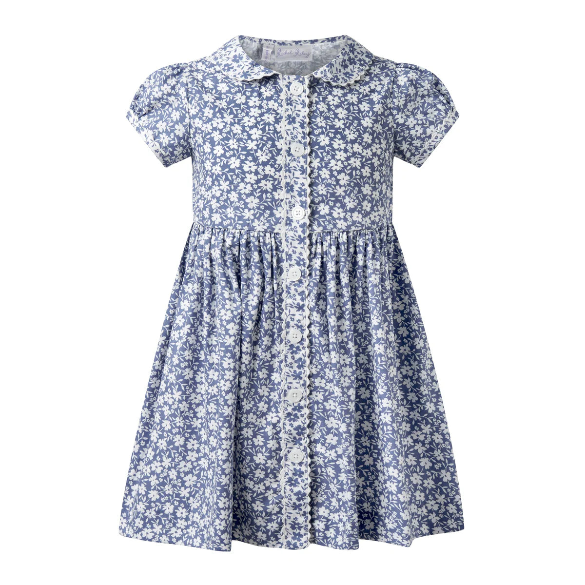 Blue Floral Button-Front Dress