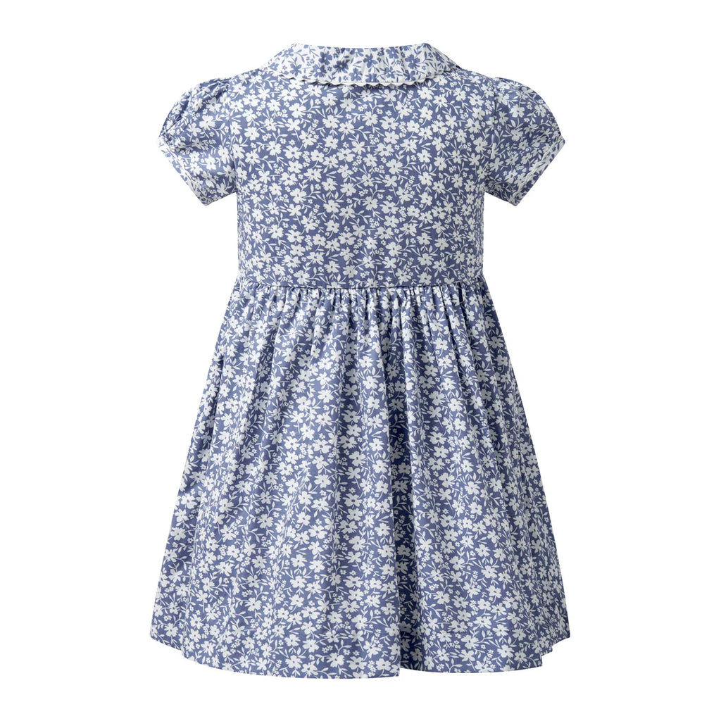 Blue Floral Button-Front Dress