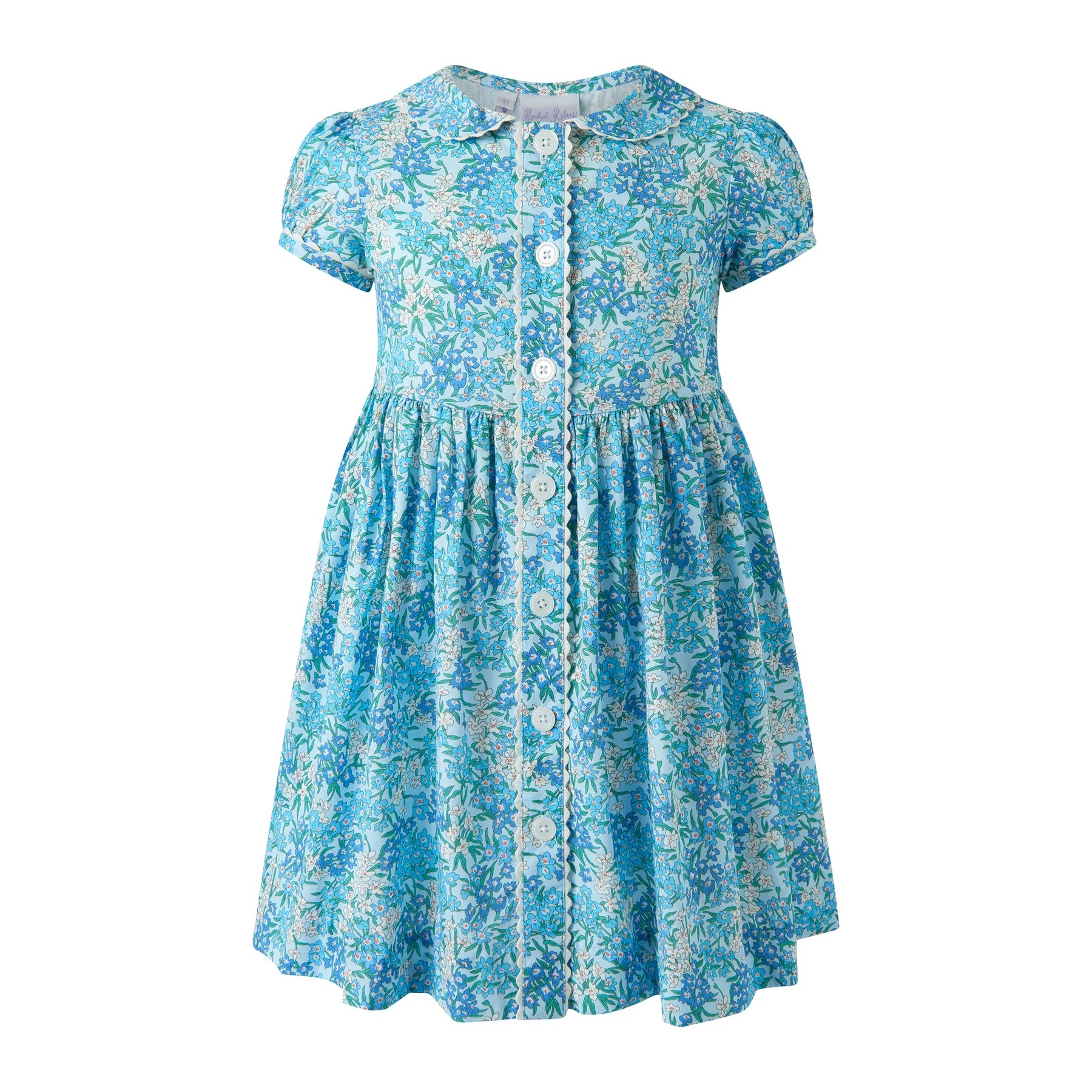 BLUE FLORAL BUTTON FRONT DRESS