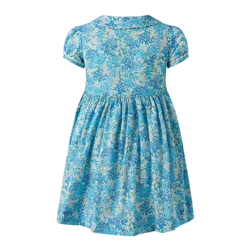 BLUE FLORAL BUTTON FRONT DRESS