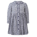 Long Sleeve Navy Floral Button-Front Dress