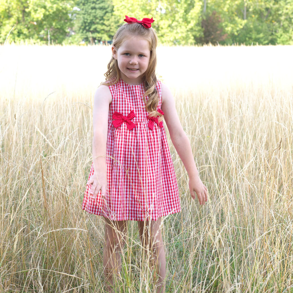 RED GINGHAM BOW DRESS