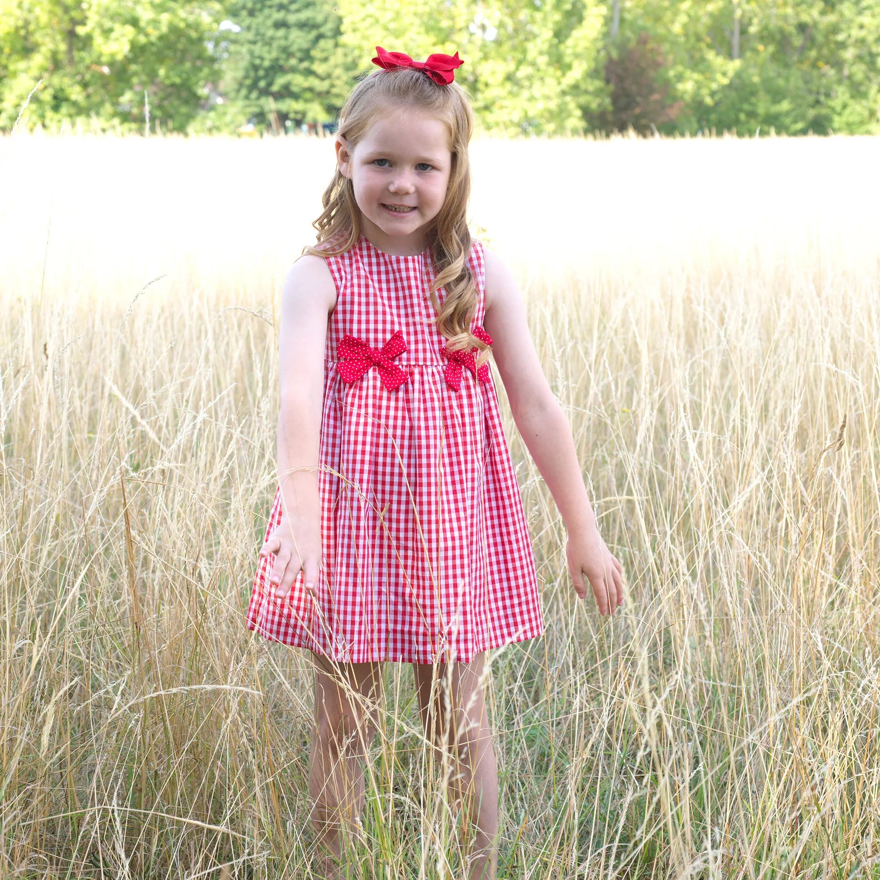 RED GINGHAM BOW DRESS