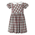 IVORY TARTAN FRILL FRONT DRESS
