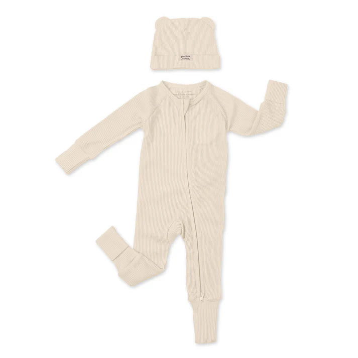Rib Zip Fit & Beanie Set