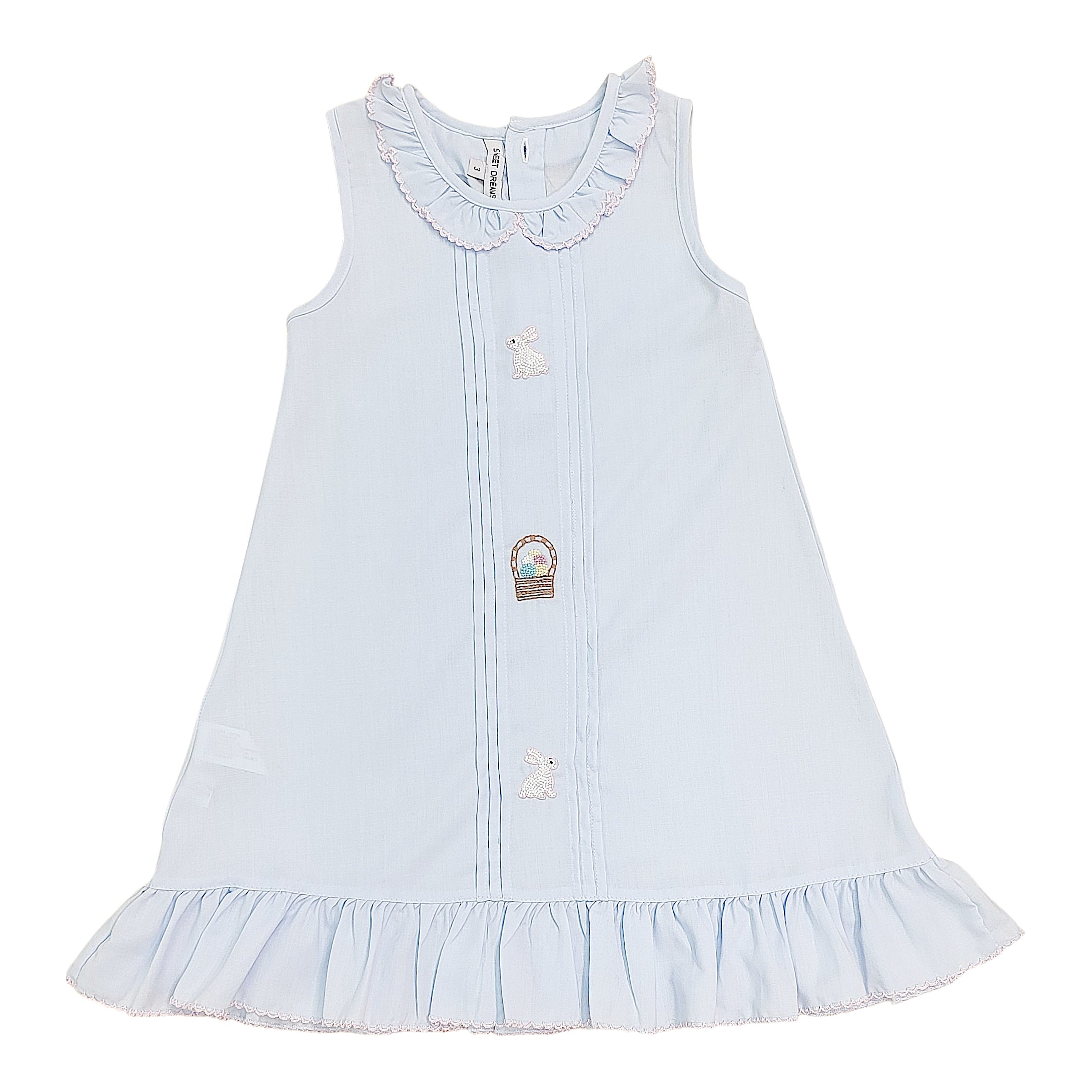 blue bunny embroidered night gown