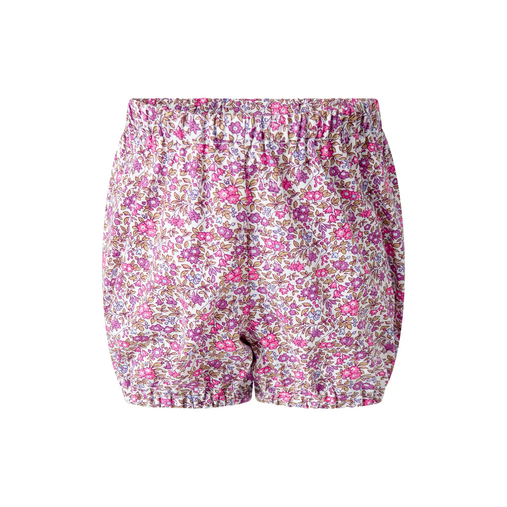 PURPLE FLORAL BUTTON-FRONT DRESS & BLOOMERS