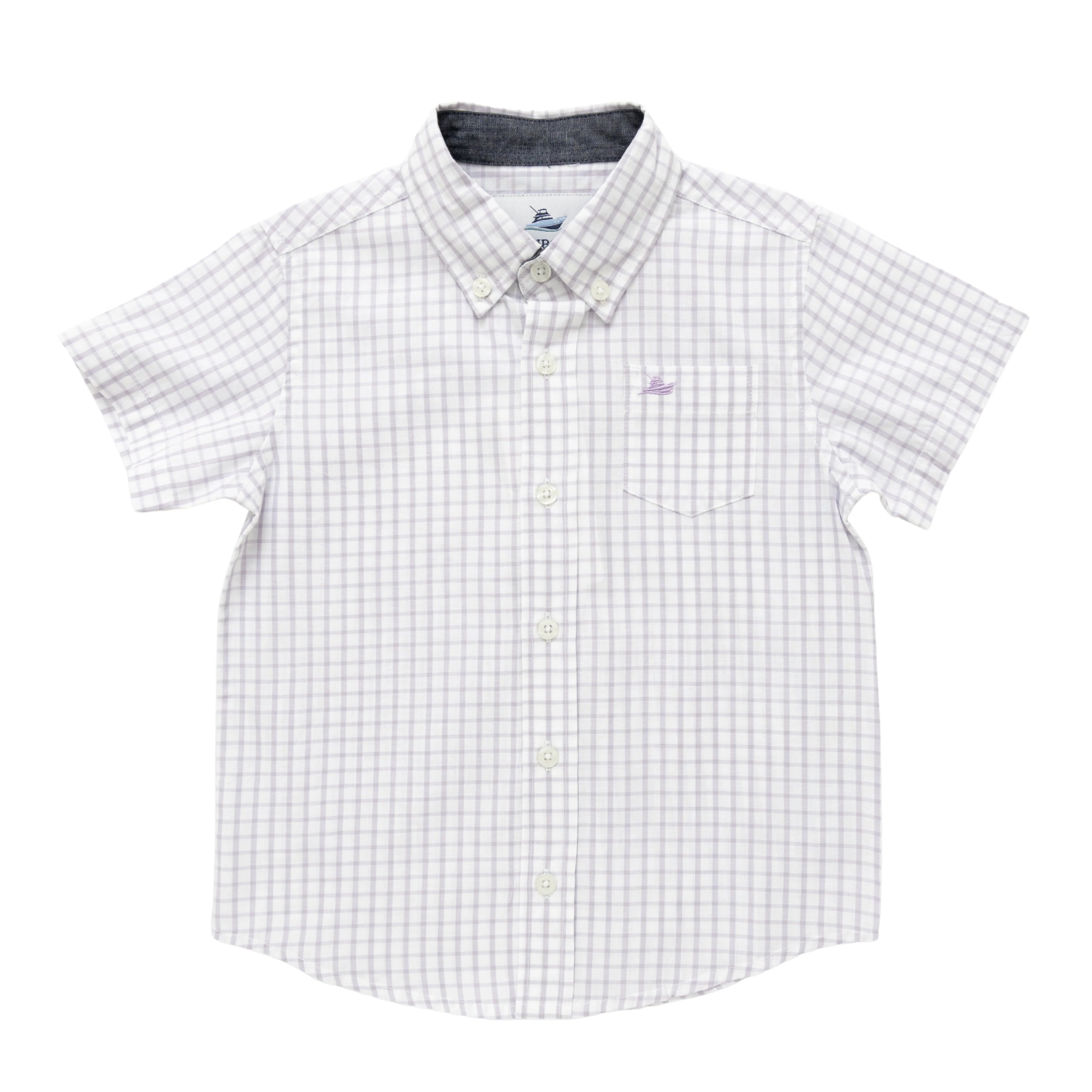 Short Sleeve Dress Shirt- Lavender/White