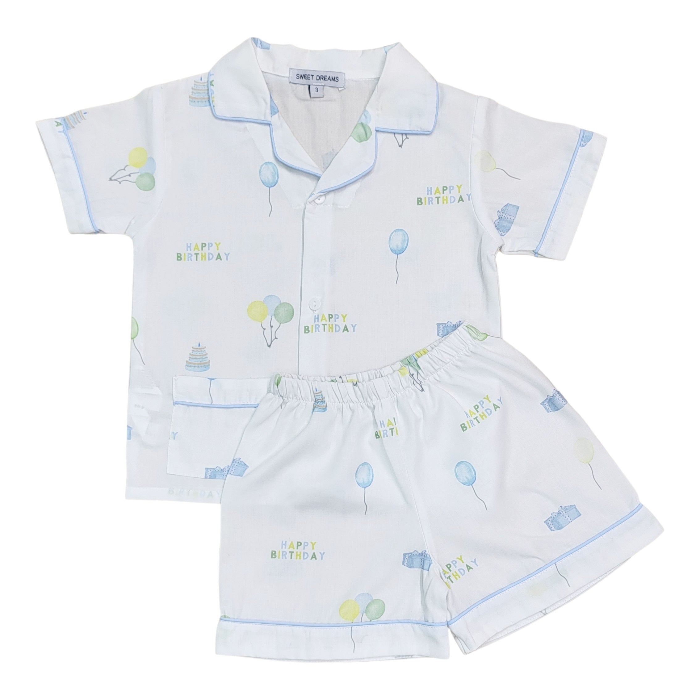Happy Birthday Print Boy Pajamas