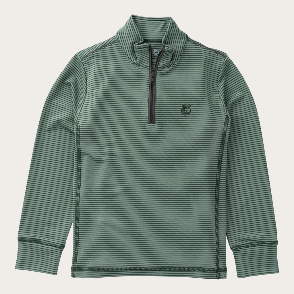 Boys' PRO Performance 1/4 Zip Pullover in Camping Green Stripe