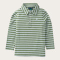 Boys' Long Sleeve Cotton Polo in Hedge Green and Cashmere Blue Stripe