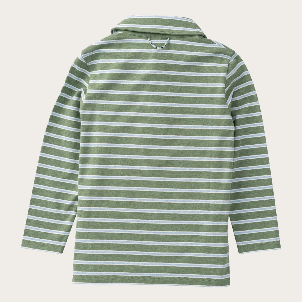 Boys' Long Sleeve Cotton Polo in Hedge Green and Cashmere Blue Stripe